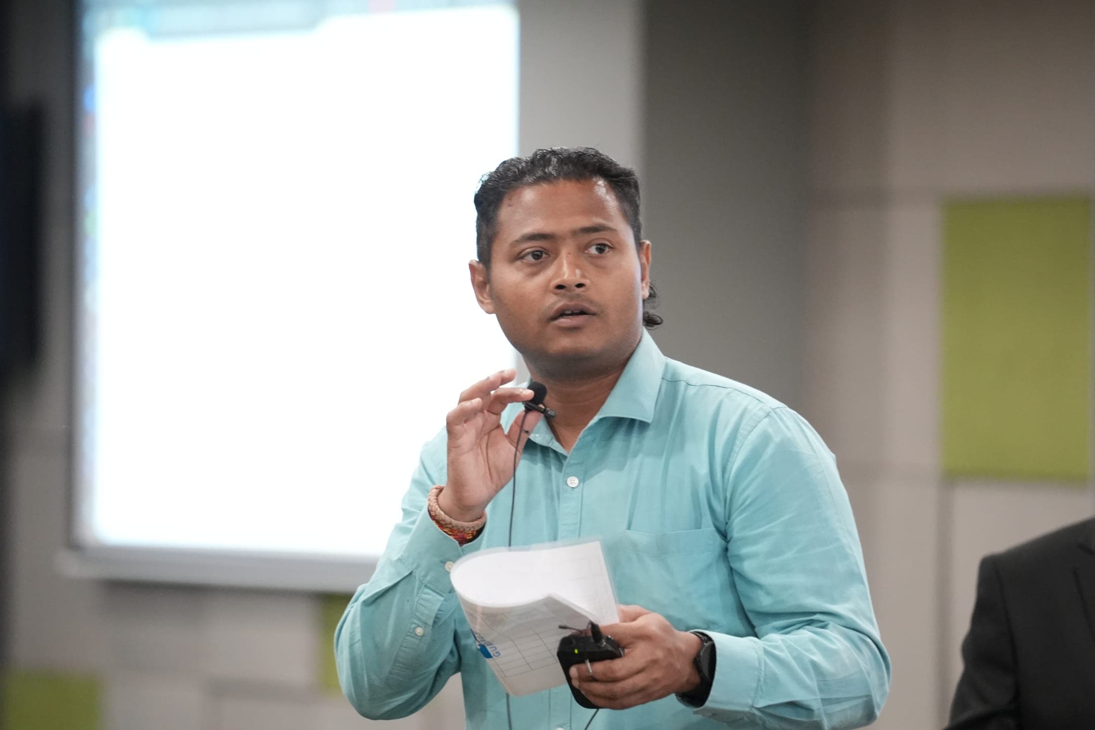 Dr Swapnil Sahoo speaking during the AI Mini Hackathon final